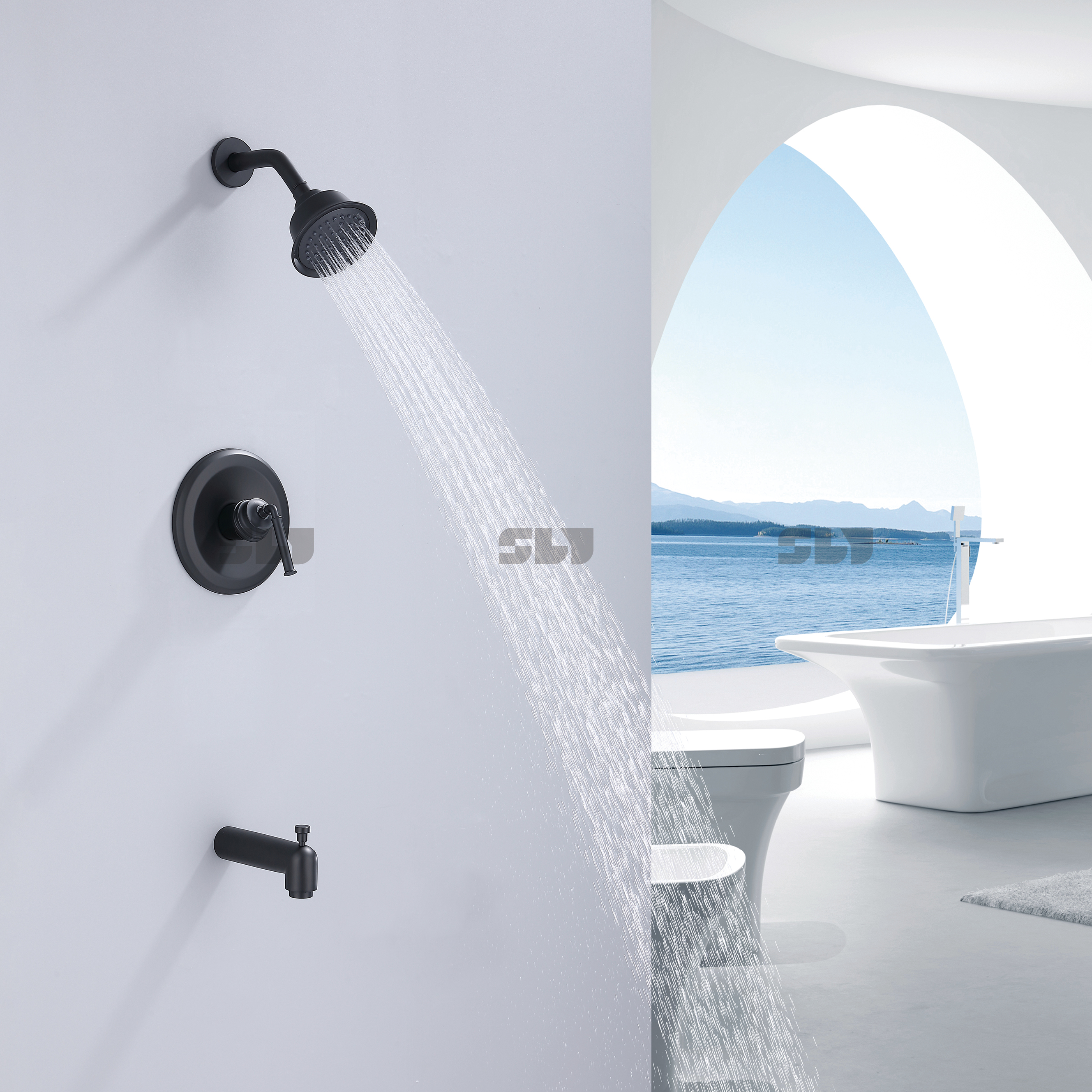 SLY Wall-Concealed Bath Shower Mixer Matte Black 