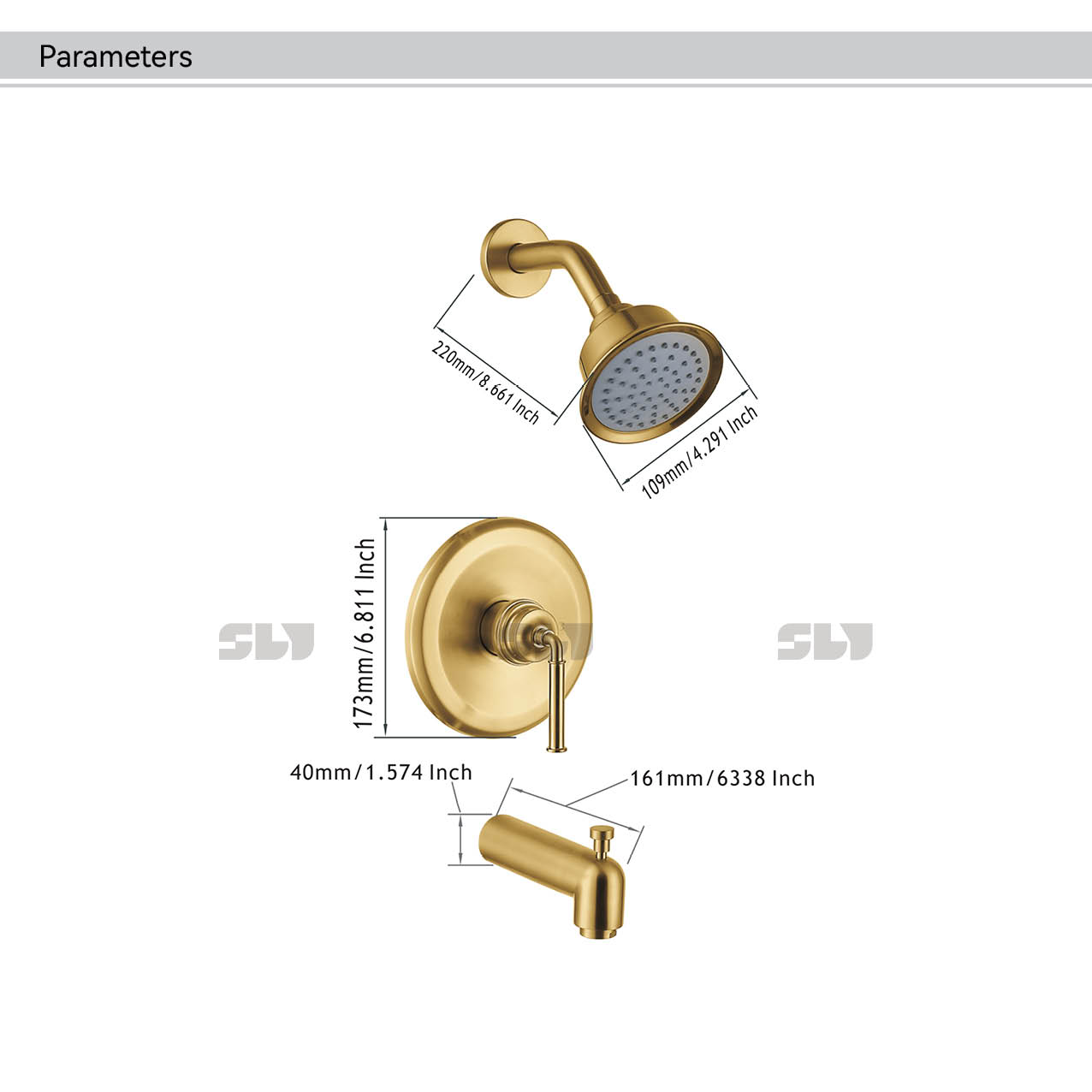 SLY Wall Mounted Combo Set Faucet Luxury Concealed Shower Mixer Two