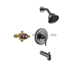SLY Wall-Concealed Bath Shower Mixer Matte Black Shower Faucet Brass Two Function 