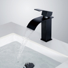 SLY Brass Matte Black Waterfall Spout Bathroom Faucet Single Handle Bathroom Vanity Sink Faucet