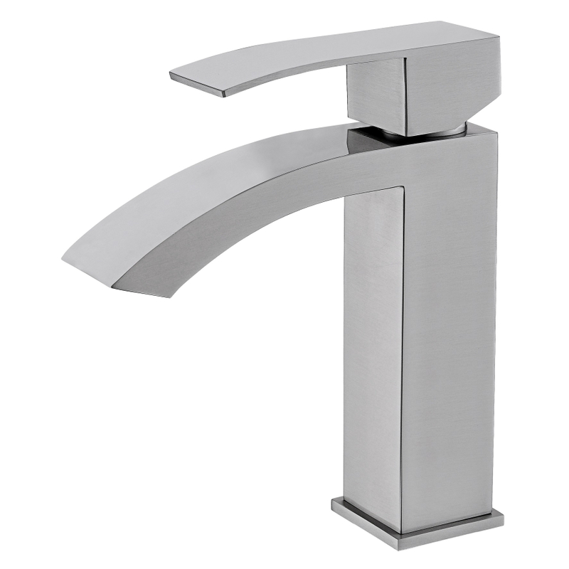SLY Brass Stainless Steel Modern Waterfall Bathroom Sink Faucet Single Handle Hot Cold Water Mixer Basin