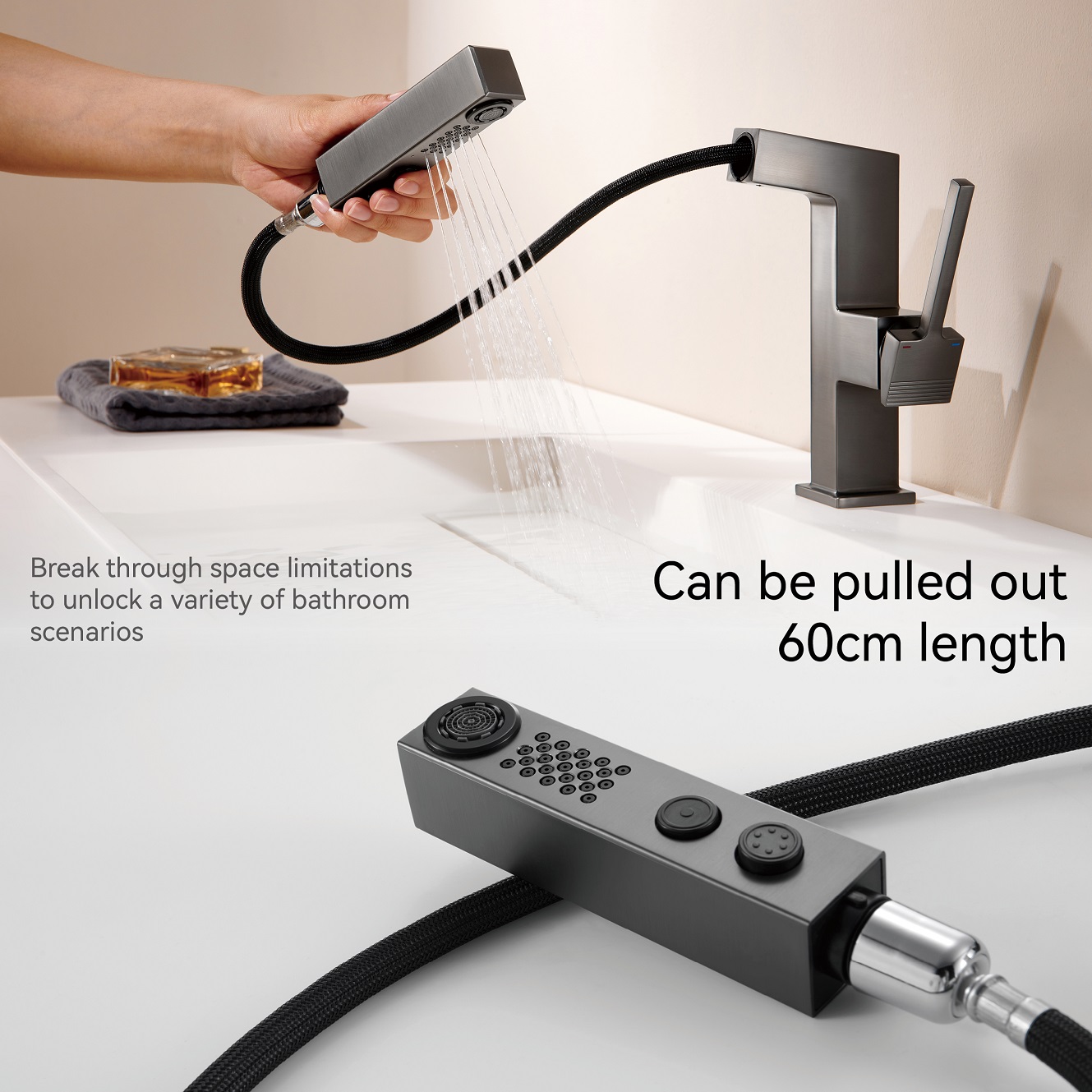 SLY Zinc Brushed Gun Metal Hot Sale Modern Single Handle Bathroom Basin Faucet
