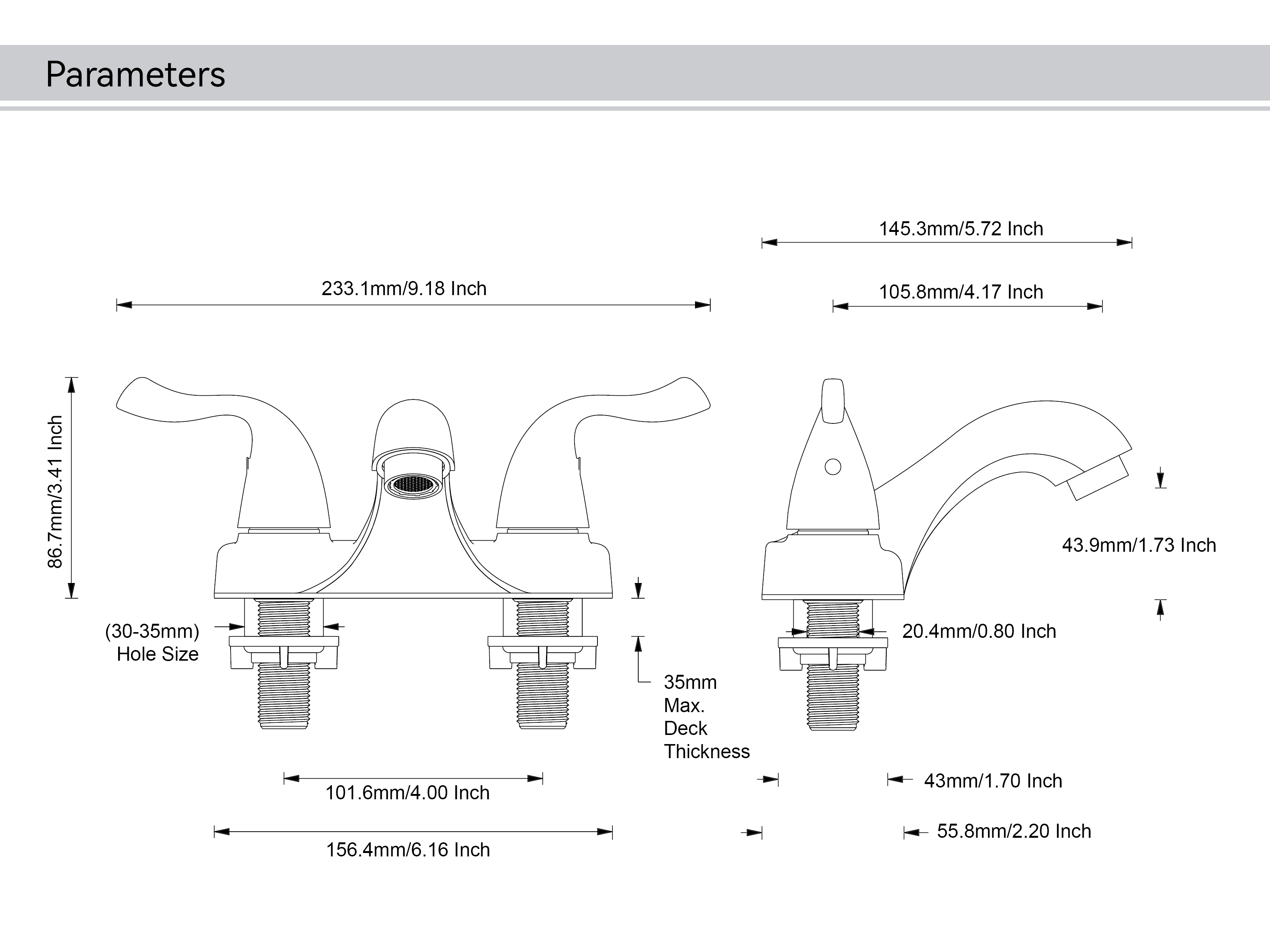 three hole bathroom faucet