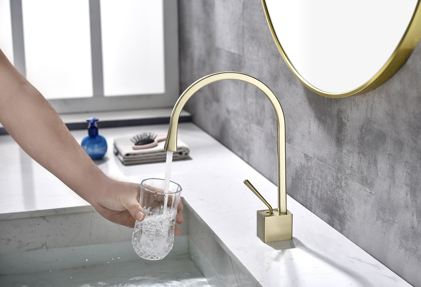 SLY Brass Brushed Zirconium Gold Single Handle Basin Chrome Finished Cheap Zinc Basin Faucet Bathroom