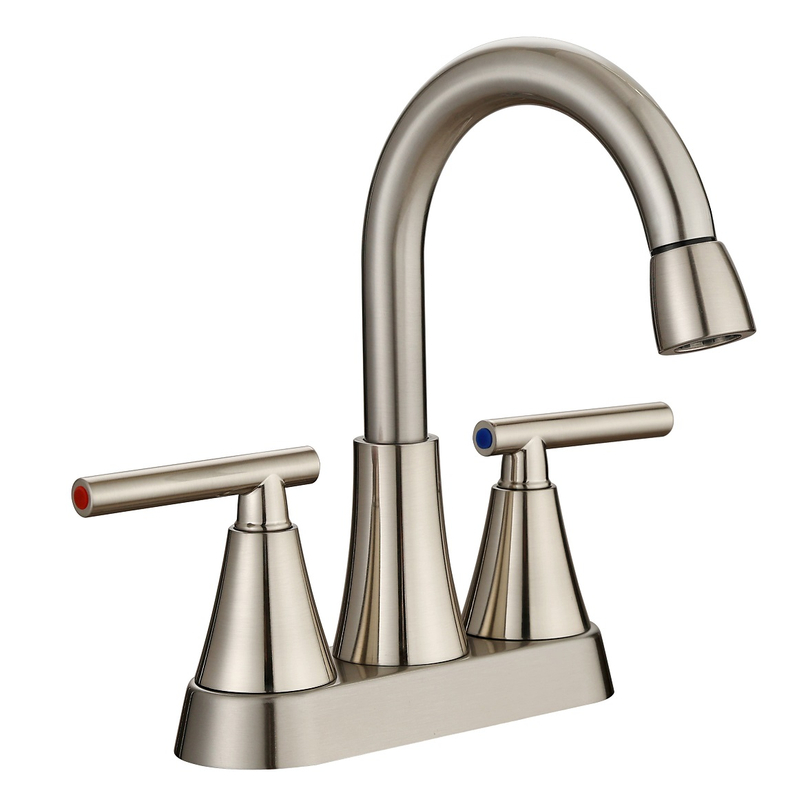 SLY Brushed Nickel Luxury Dual Handle Centerset Bathroom Basin Sink Faucets Water Taps