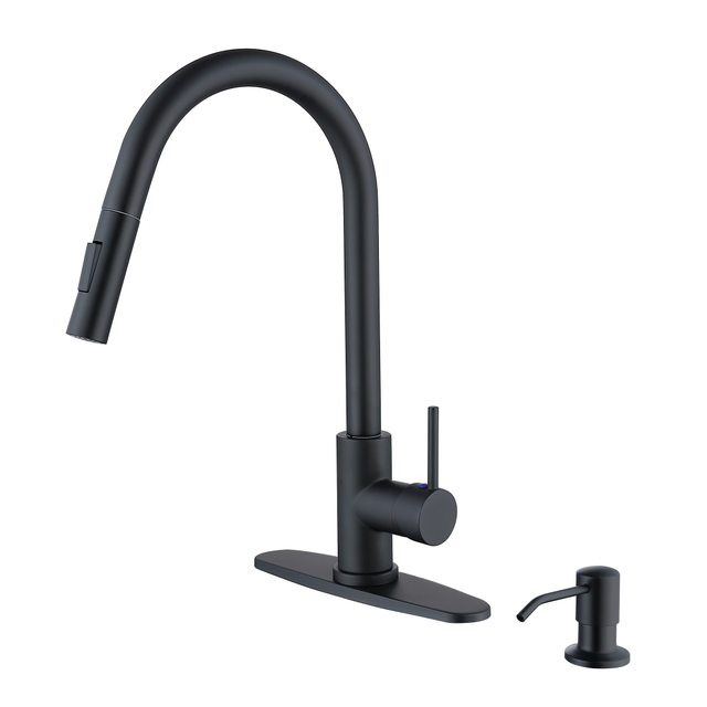 SLY Brushed Nickel Single Handle Commercial High Arc Extraction Sprinkler Kitchen Sink