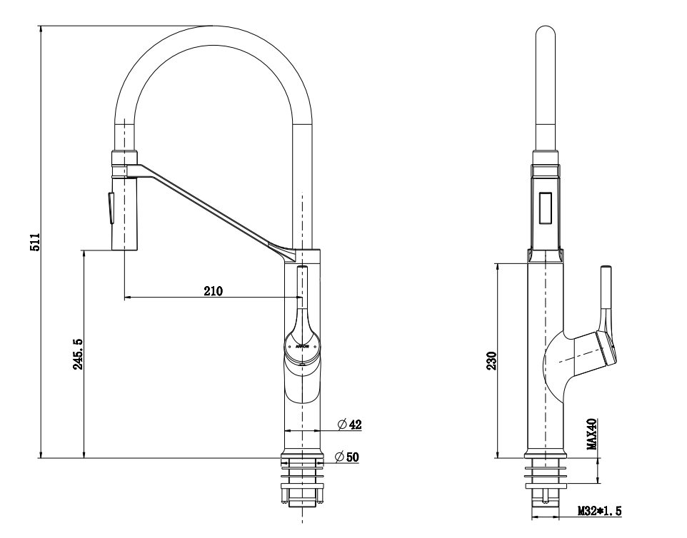 New Black Leather Tube Sink Faucet Sprayer Kitchen