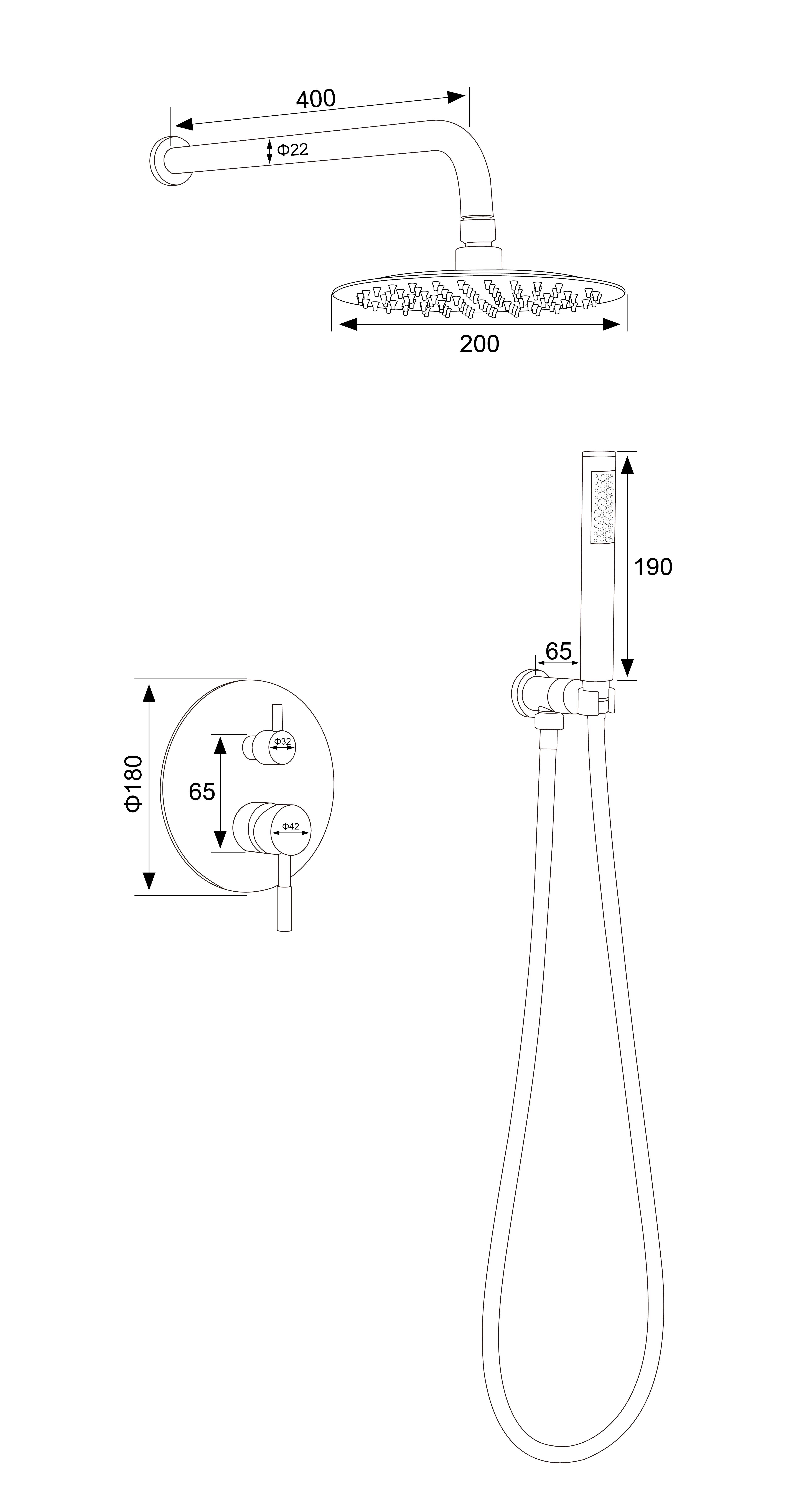Shower Set Wall Mounted Rainfall