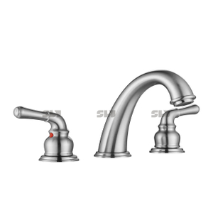 SLY 8 Inch Double Handle Wash Basin Faucet 3 hole Brushed Basin Mixer Faucet 