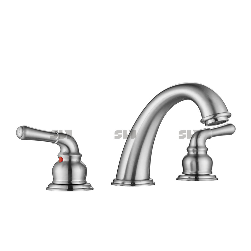 SLY 8 "Double Handle 3-Hole Brushed Wash Basin Faucet