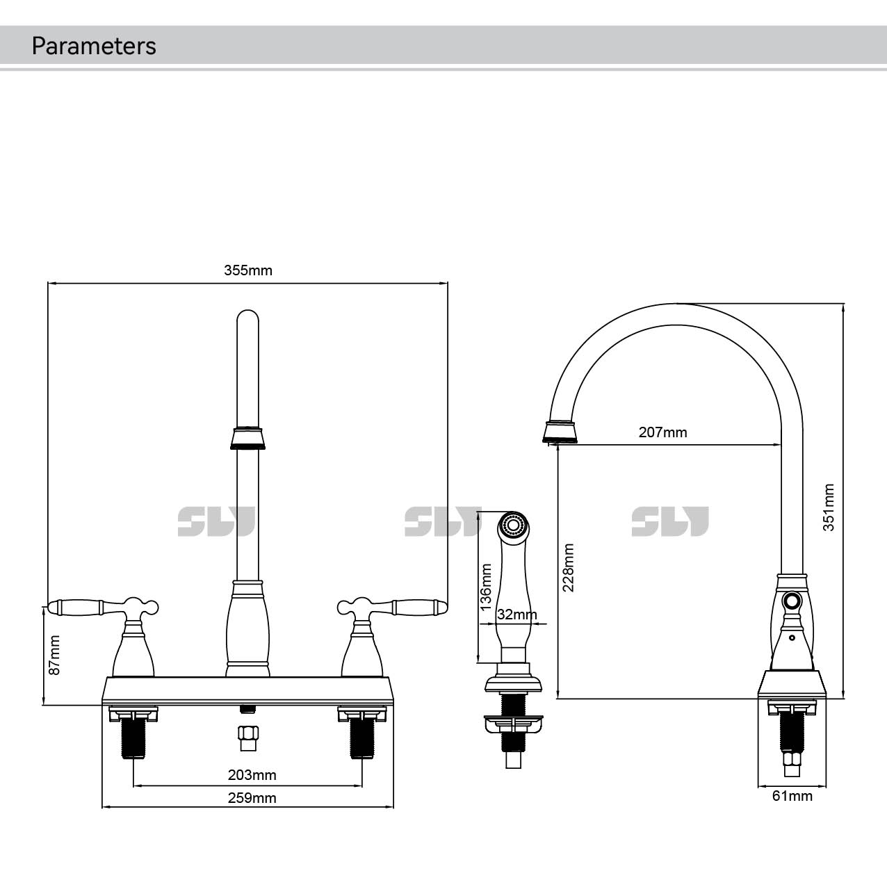 2 Hole Kitchen Faucets 2 Handle Centerset Faucet