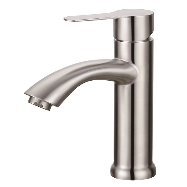 SLY Brass Brushed Nickel Bathroom Faucet Hot Cold Water Mixer Tap Counter Top Basin