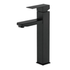 SLY Brass Matte Black Single Handle Brass Basin Faucet Decked Mounted Cold Hot Water Tap Bathroom