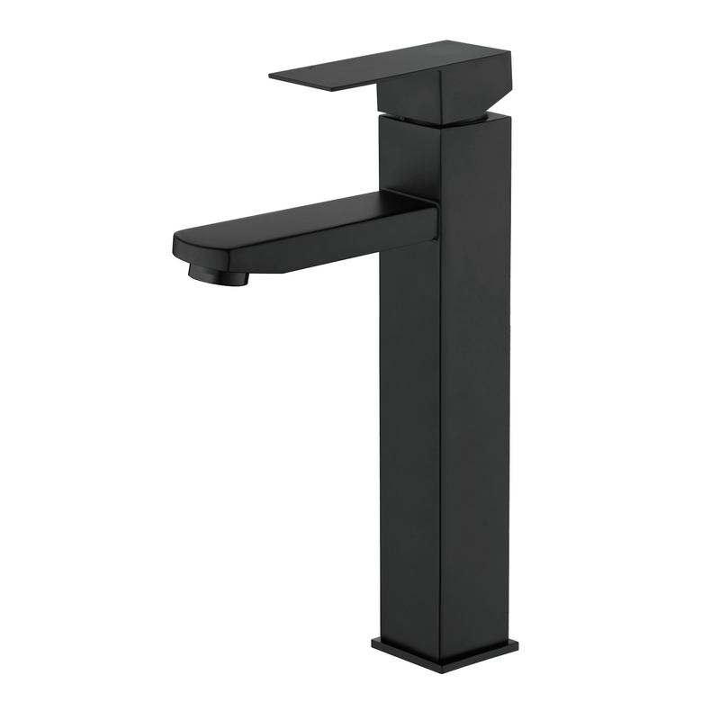 SLY Brass Matte Black Single Handle Brass Basin Faucet Decked Mounted Cold Hot Water Tap Bathroom