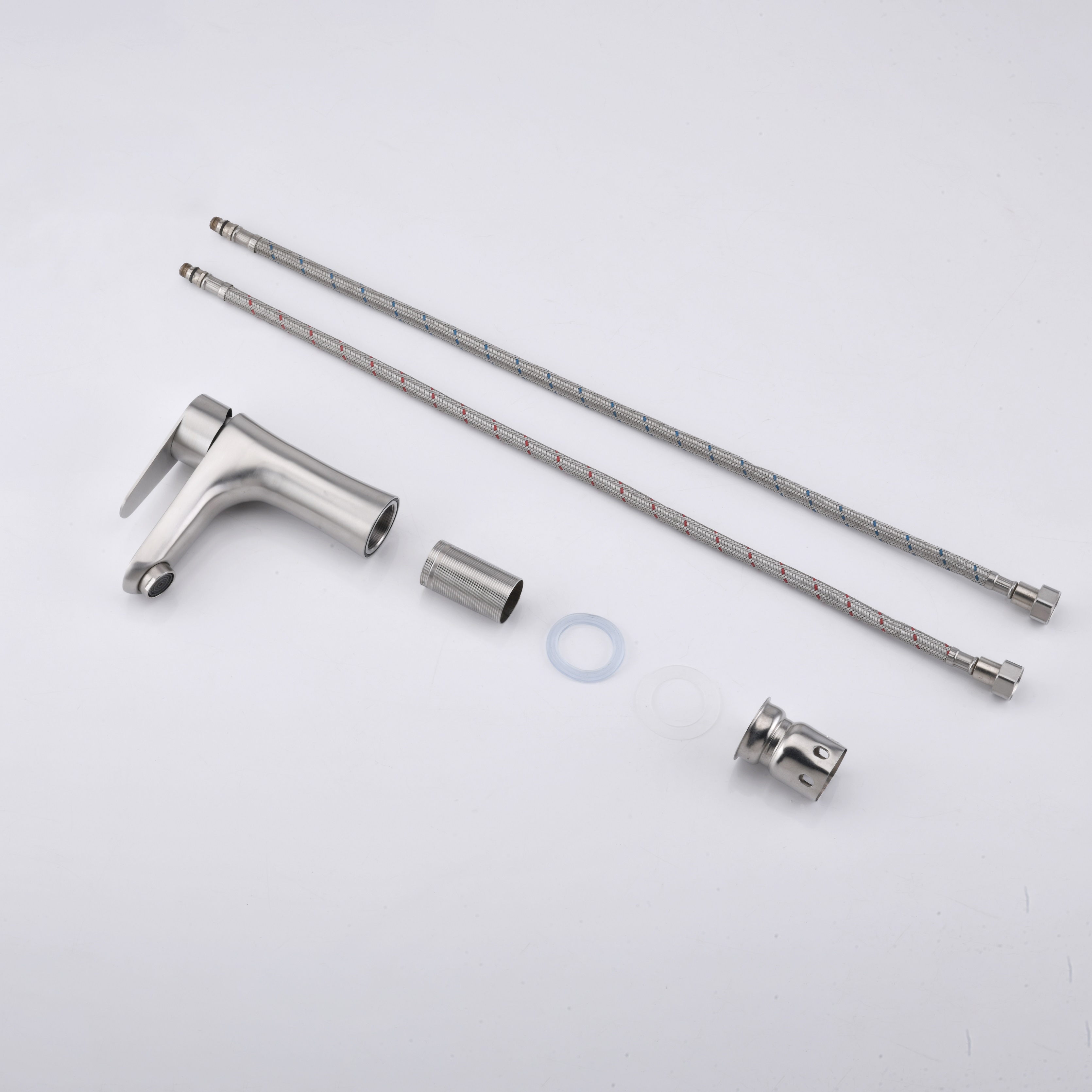 SLY Brass Brushed Nickel Bathroom Vanity Basin Faucet Waterfall Spout Mixer Single Handle Taps