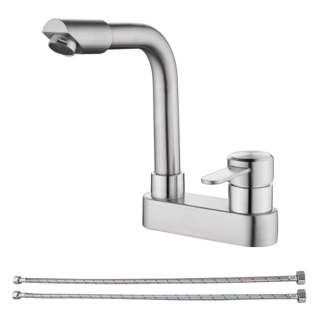SLY Brushed Nickel Modern Single Hole Sink Faucet Bathroom Washbasin Water Basin Faucets