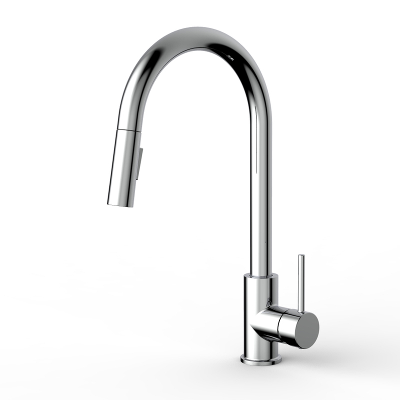 SLY Chrome Pull Down Sprayer Single Handle Kitchen Sink Faucet 
