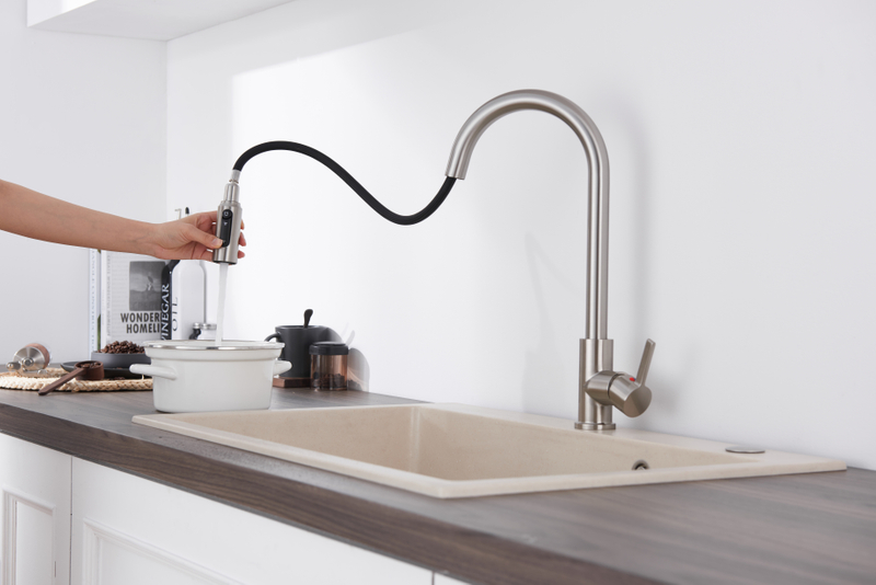 304 Brushed Nickel Pull Down Kitchen Faucet 